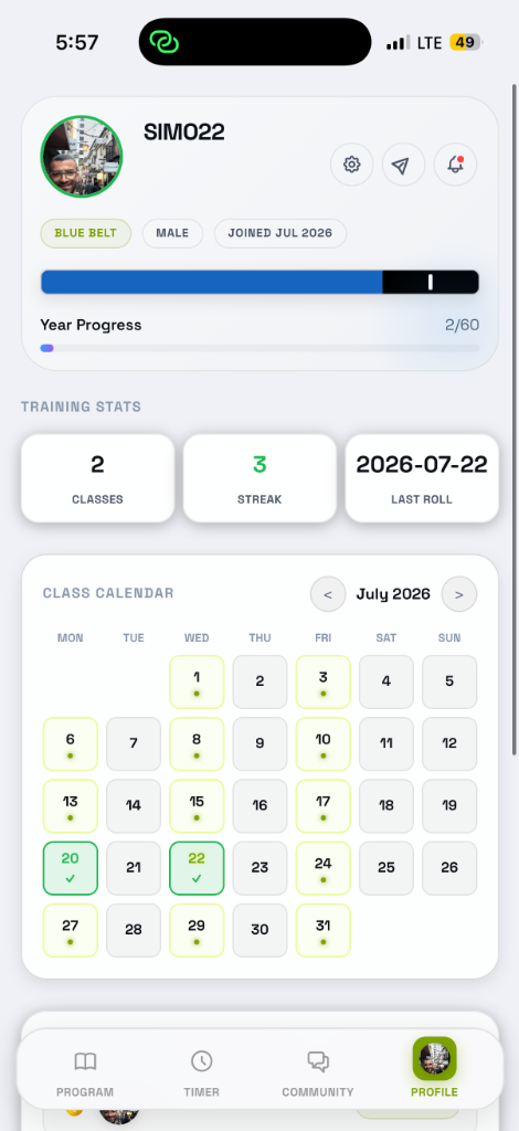 Student Profile & Belt Tracker App Screenshot
